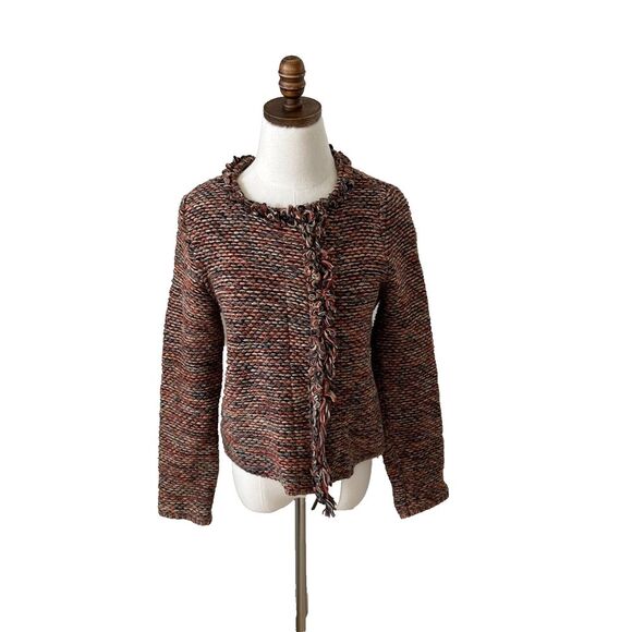 Paperwhite Crochet Chunky Cardigan Cotton Blend‎ Med Sweater Boucle Earthy Tweed - Picture 1 of 10
